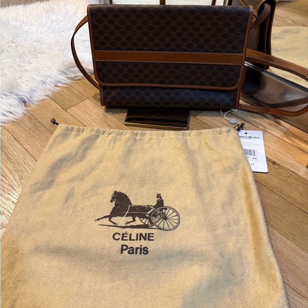 Celine Brown and Tan Leather Logo Bag - Picture 11 of 11